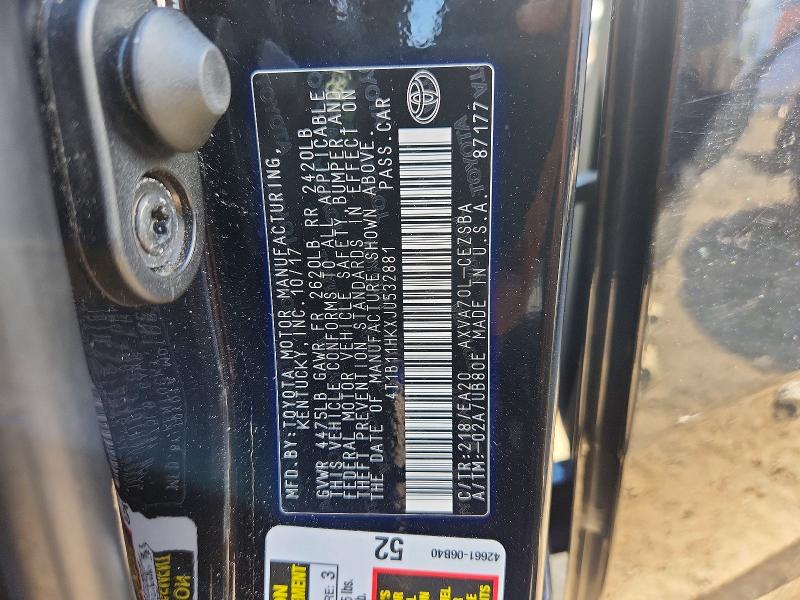 Продаж на аукціоні авто 2018 Toyota Camry, vin: 4T1B11HKXJU532881, номер лоту: 67854426