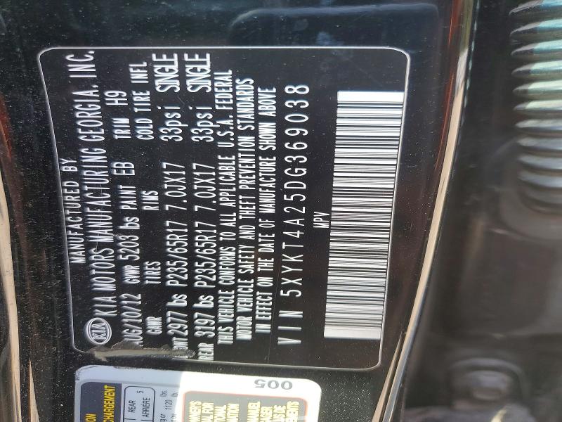 Aukcja sprzedaży 2013 Kia Sorento, vin: 5XYKT4A25DG369038, numer aukcji: 67708216