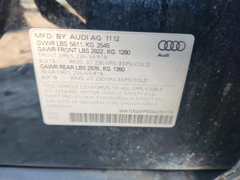 68004396 :رقم المزاد ، WA1DGAFP6DA039774 vin ، 2013 Audi Q5 مزاد بيع