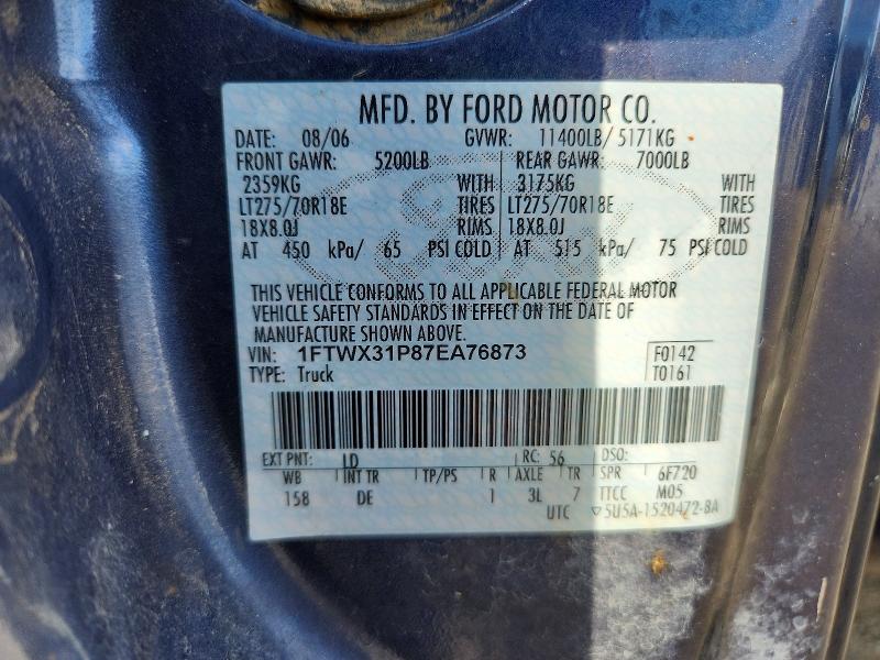 69697866 :رقم المزاد ، 1FTWX31P87EA76873 vin ، 2007 Ford F350 مزاد بيع