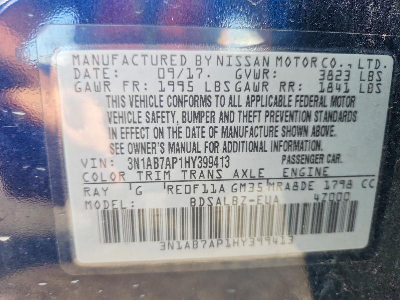 Продаж на аукціоні авто 2017 Nissan Sentra, vin: 3N1AB7AP1HY399413, номер лоту: 70638516