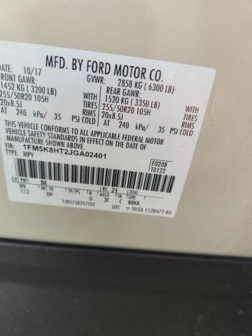 2018 Ford Explorer მანქანა იყიდება აუქციონზე, vin: 1FM5K8HT2JGA02401, აუქციონის ნომერი: 67404146