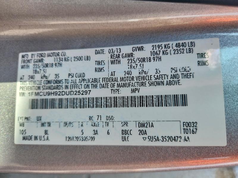 Продажа на аукционе авто 2013 Ford Escape, vin: 1FMCU9H92DUD25297, номер лота: 66421026