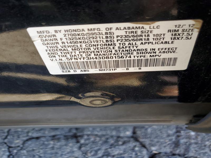 Продажа на аукционе авто 2013 Honda Pilot, vin: 5FNYF3H43DB015674, номер лота: 70359216