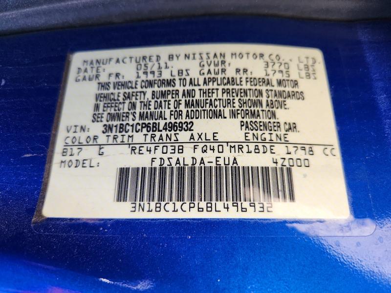 Продаж на аукціоні авто 2011 Nissan Versa, vin: 3N1BC1CP6BL496932, номер лоту: 68170156