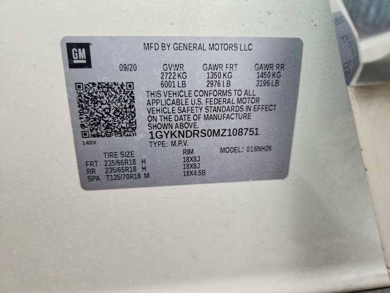 2021 Cadillac Xt5 მანქანა იყიდება აუქციონზე, vin: 1GYKNDRS0MZ108751, აუქციონის ნომერი: 69118936
