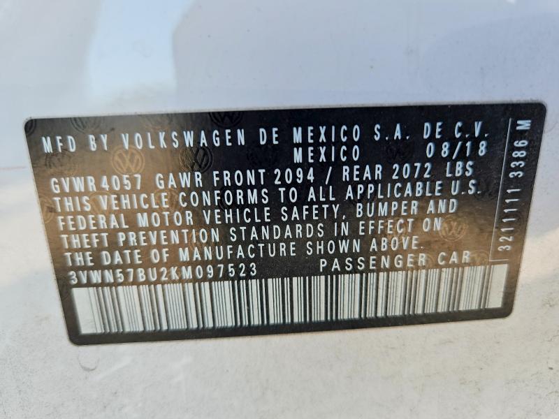 Продаж на аукціоні авто 2019 Volkswagen Jetta, vin: 3VWN57BU2KM097523, номер лоту: 68396216