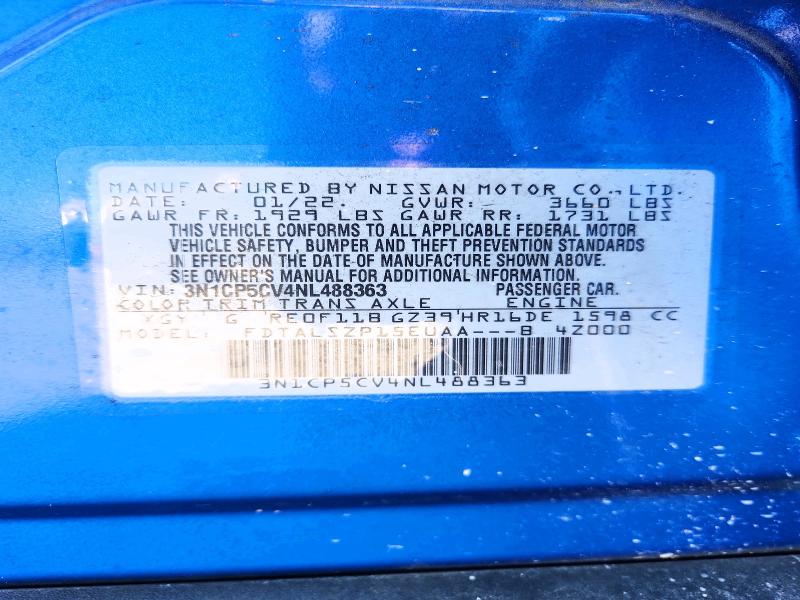 Aukcja sprzedaży 2022 Nissan Kicks, vin: 3N1CP5CV4NL488363, numer aukcji: 70171766