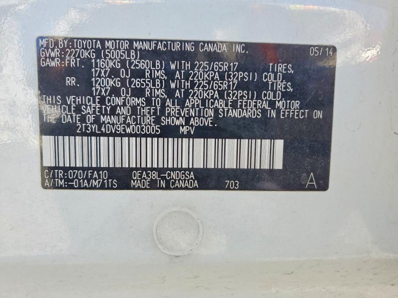 2014 Toyota Rav4 Ev მანქანა იყიდება აუქციონზე, vin: 2T3YL4DV9EW003005, აუქციონის ნომერი: 68063096