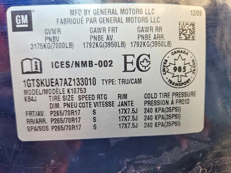 Aukcja sprzedaży 2010 Gmc Sierra, vin: 1GTSKUEA7AZ133010, numer aukcji: 66602506