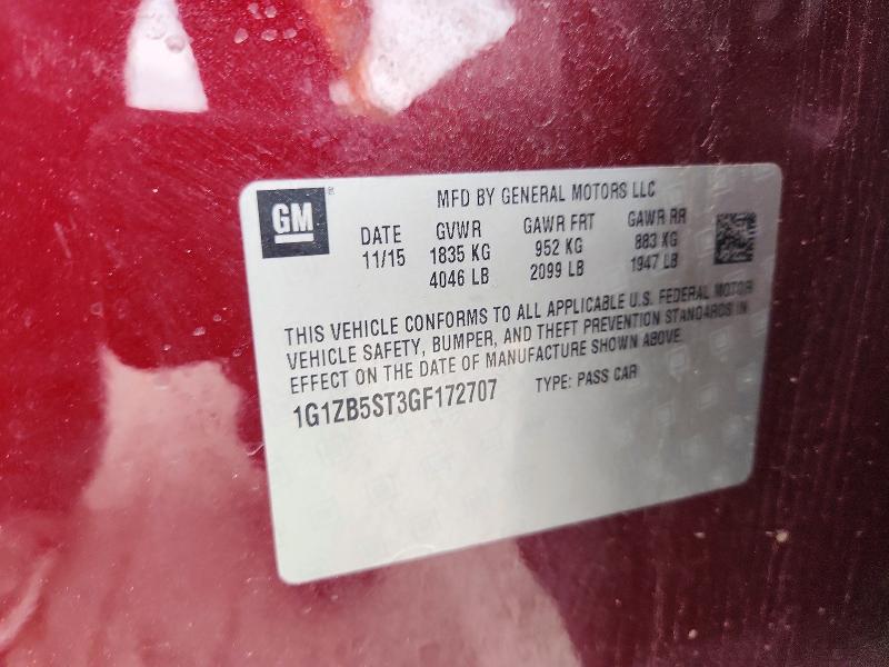 Aukcja sprzedaży 2016 Chevrolet Malibu, vin: 1G1ZB5ST3GF172707, numer aukcji: 69463626