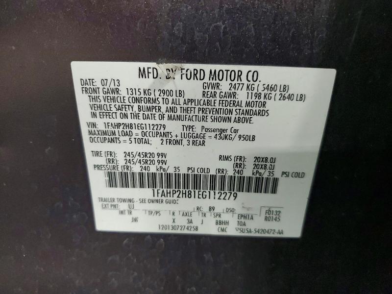 2014 Ford Taurus მანქანა იყიდება აუქციონზე, vin: 1FAHP2H81EG112279, აუქციონის ნომერი: 70326286