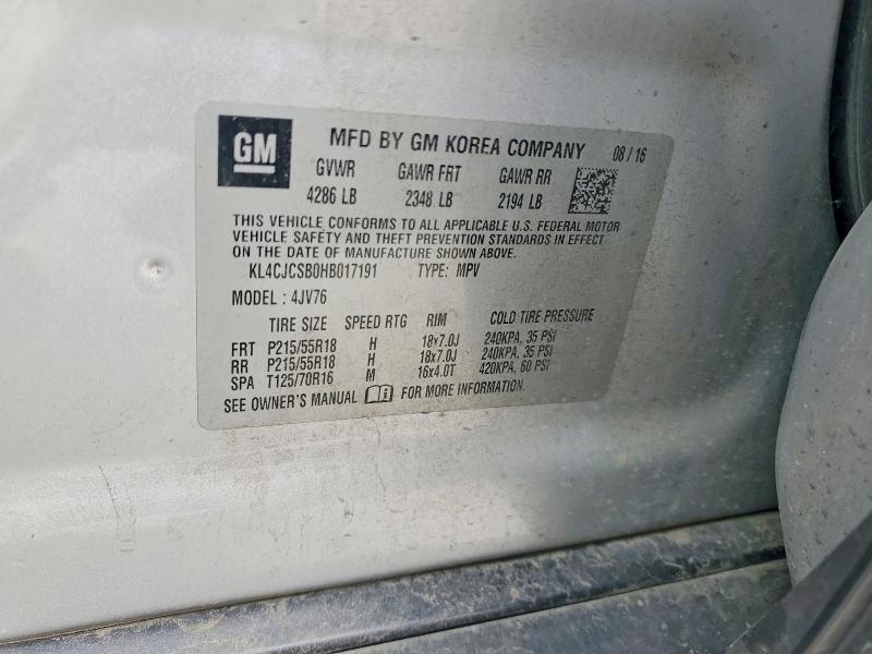 Продажа на аукционе авто 2017 Buick Encore, vin: KL4CJCSB0HB017191, номер лота: 70294246