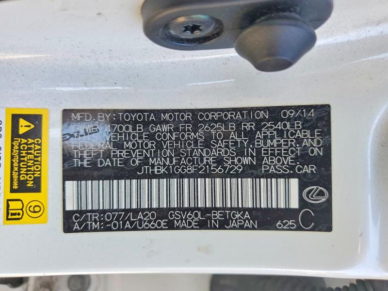 Aukcja sprzedaży 2015 Lexus Es, vin: JTHBK1GG8F2156729, numer aukcji: 66834326