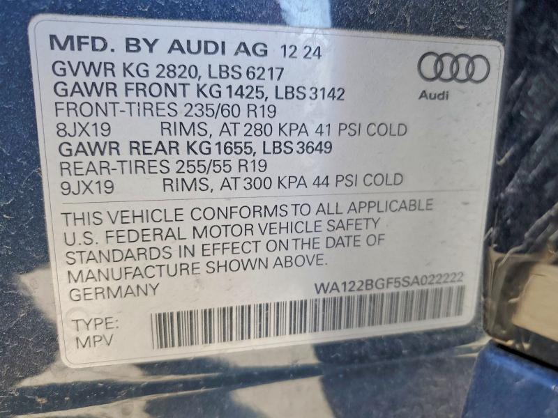 Aukcja sprzedaży 2025 Audi Q6 E-tron, vin: WA122BGF5SA022222, numer aukcji: 68984926
