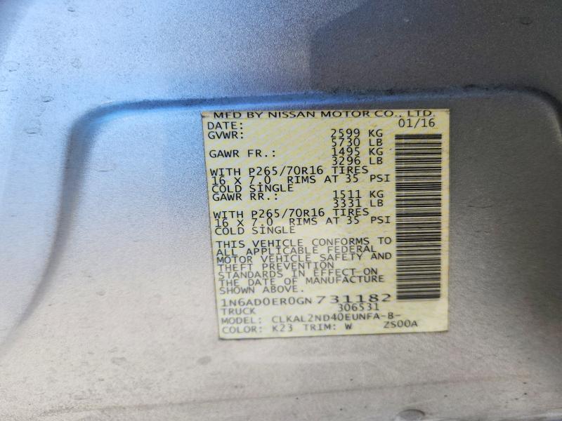 Продаж на аукціоні авто 2016 Nissan Frontier, vin: 1N6AD0ER0GN731182, номер лоту: 70989146