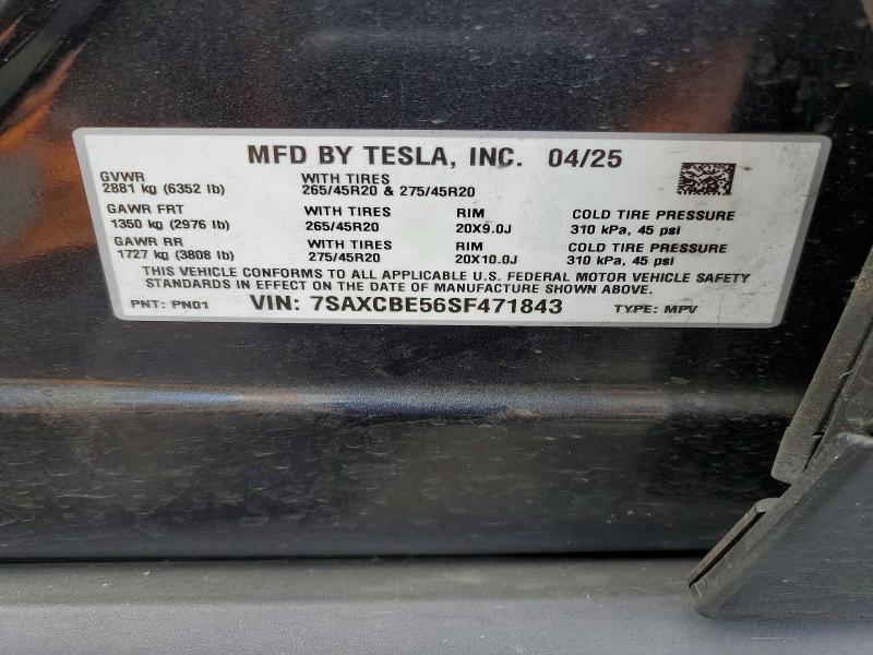 Aukcja sprzedaży 2025 Tesla Model X, vin: 7SAXCBE56SF471843, numer aukcji: 67313676