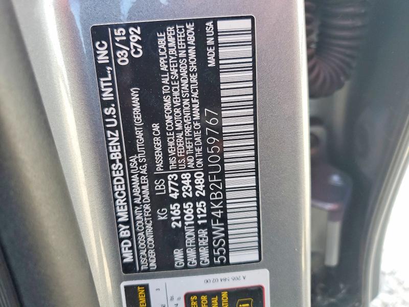 Aukcja sprzedaży 2015 Mercedes-benz C, vin: 55SWF4KB2FU059767, numer aukcji: 68600936