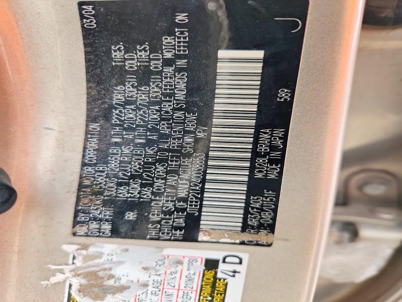 2004 Toyota Highlander მანქანა იყიდება აუქციონზე, vin: JTEEP21A240038853, აუქციონის ნომერი: 70344446