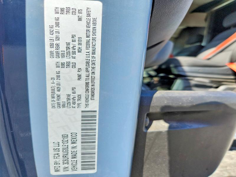 Auction sale of the 2020 Ram Promaster 3500, vin: 3C6URVJG8LE132183, lot number: 67439636