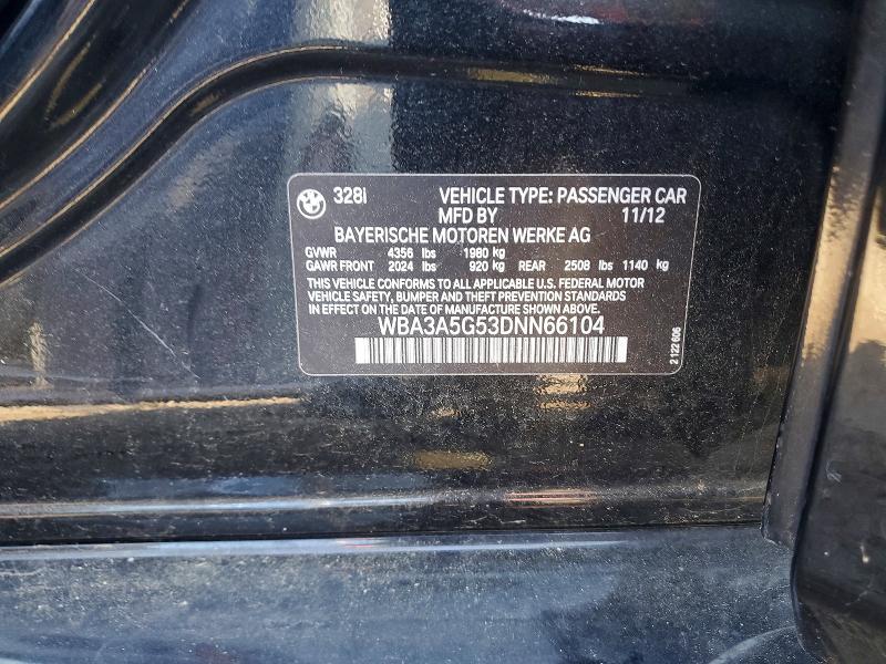 67284976 :رقم المزاد ، WBA3A5G53DNN66104 vin ، 2013 Bmw 328 مزاد بيع