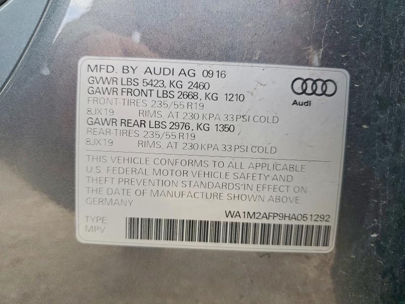 Продаж на аукціоні авто 2017 Audi Q5, vin: WA1M2AFP9HA051292, номер лоту: 67180196