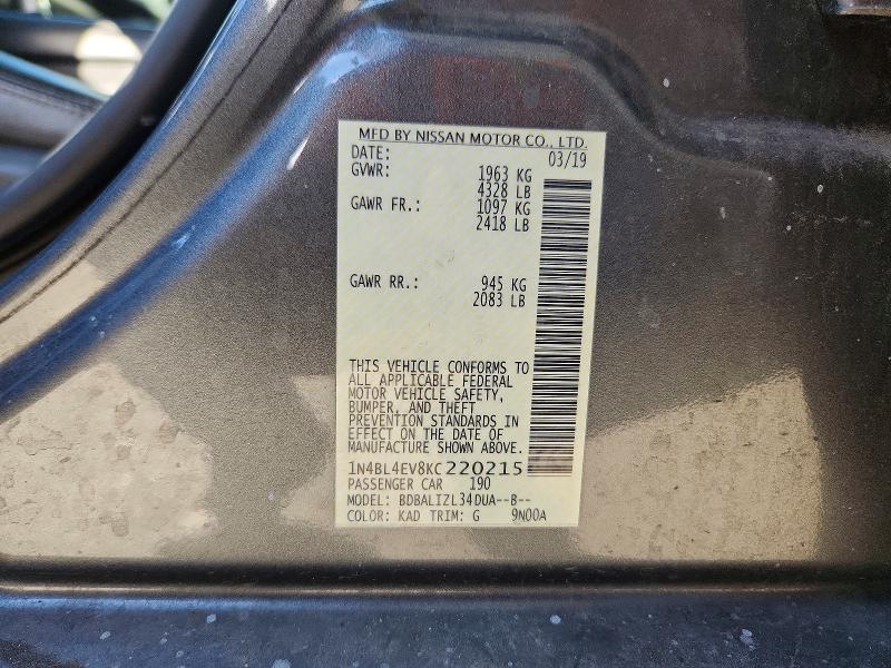 Продажа на аукционе авто 2019 Nissan Altima, vin: 1N4BL4EV8KC220215, номер лота: 70827436