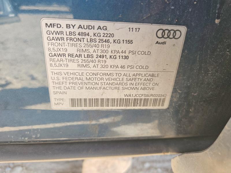 Aukcja sprzedaży 2018 Audi Q3, vin: WA1JCCFS9JR020342, numer aukcji: 70796466