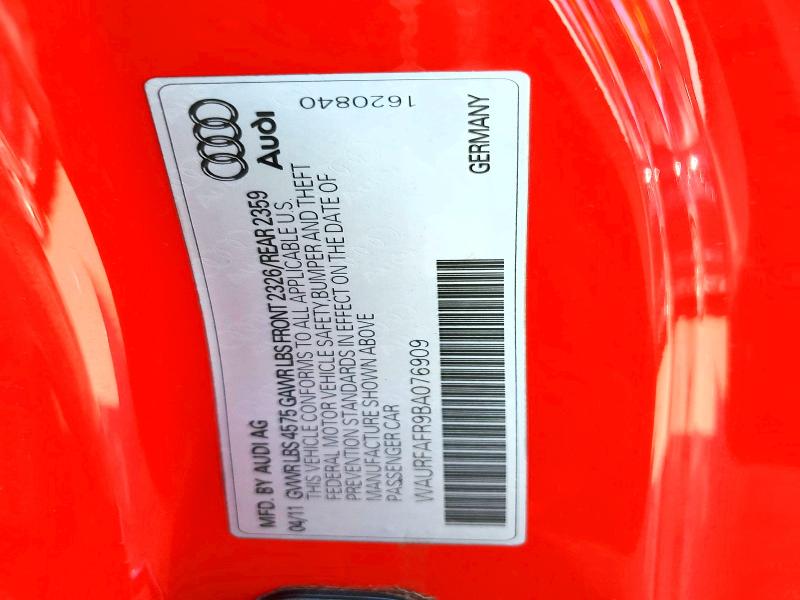 2011 Audi A5 მანქანა იყიდება აუქციონზე, vin: WAURFAFR9BA076909, აუქციონის ნომერი: 68821056