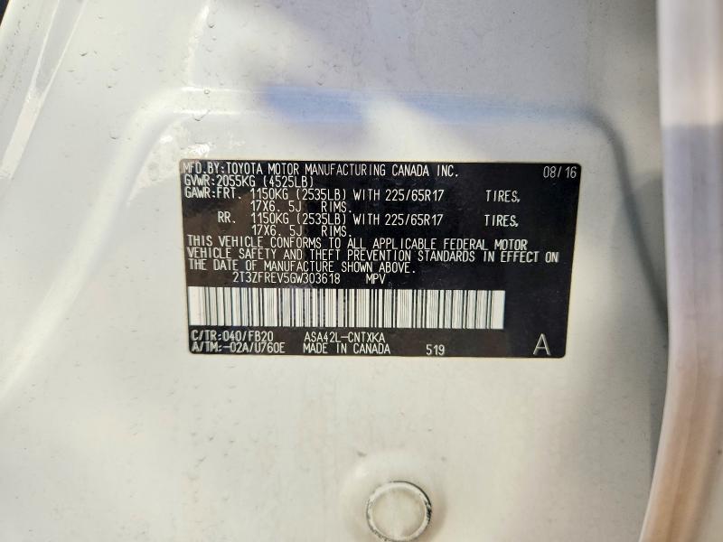 Aukcja sprzedaży 2016 Toyota Rav4, vin: 2T3ZFREV5GW303618, numer aukcji: 68189326