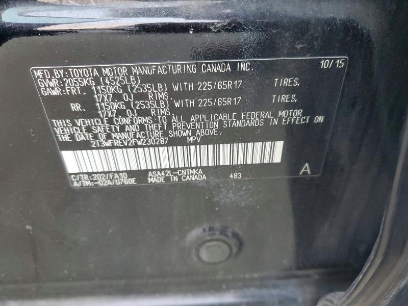 69858686 :رقم المزاد ، 2T3WFREV2FW230287 vin ، 2015 Toyota Rav4 مزاد بيع