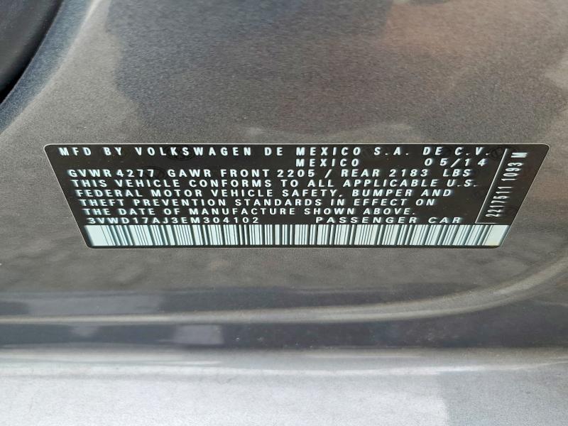 Aukcja sprzedaży 2014 Volkswagen Jetta, vin: 3VWD17AJ3EM304102        , numer aukcji: 64315766