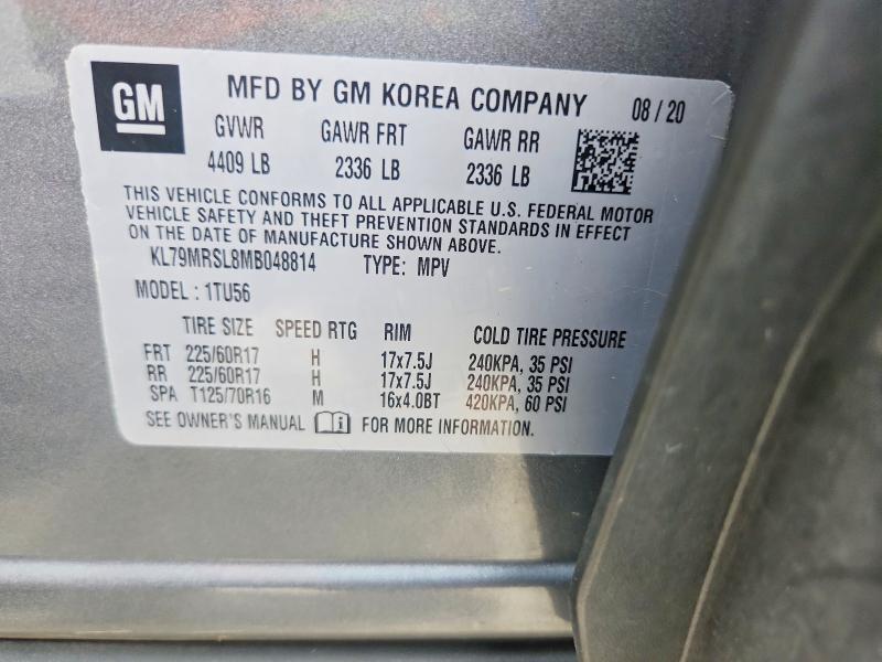 2021 Chevrolet Trailblazer მანქანა იყიდება აუქციონზე, vin: KL79MRSL8MB048814, აუქციონის ნომერი: 67190276