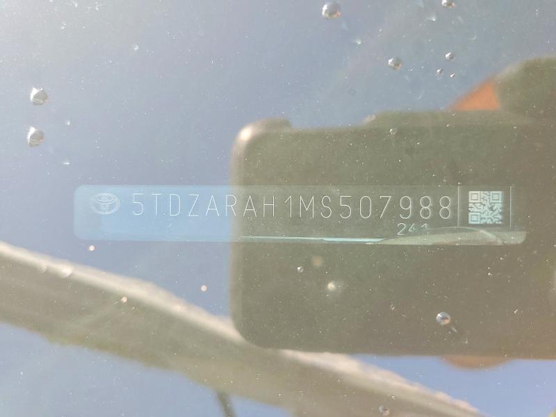 2021 Toyota Highlander მანქანა იყიდება აუქციონზე, vin: 5TDZARAH1MS507988, აუქციონის ნომერი: 68860096