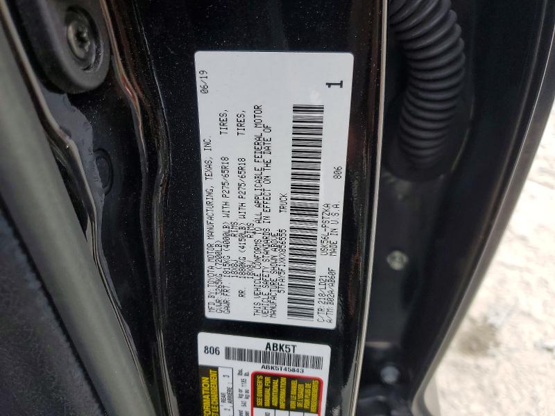 68480696 :رقم المزاد ، 5TFAY5F1XKX856555 vin ، 2019 Toyota Tundra مزاد بيع