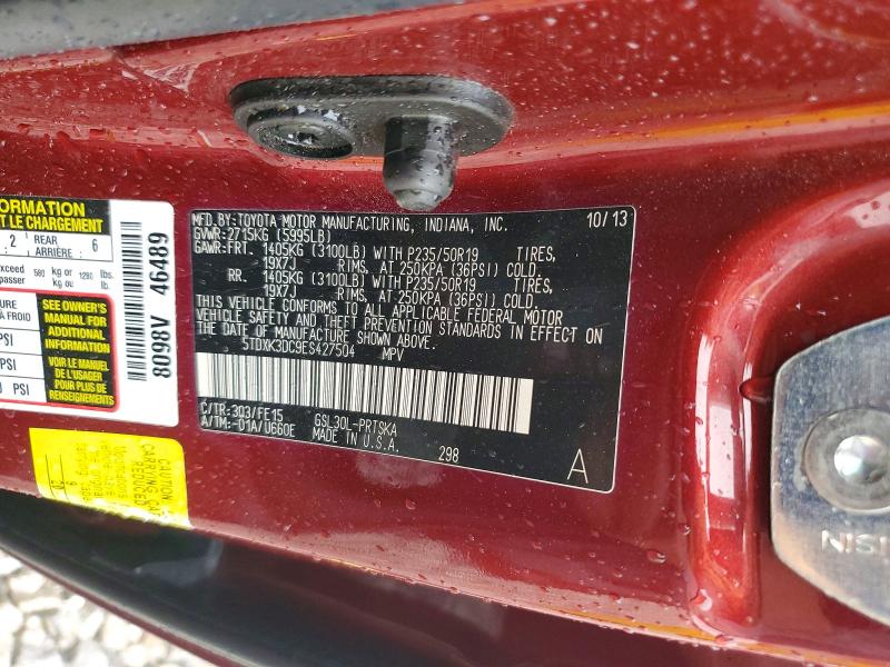 2014 Toyota Sienna მანქანა იყიდება აუქციონზე, vin: 5TDXK3DC9ES427504, აუქციონის ნომერი: 70733376