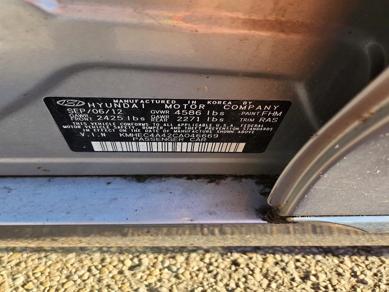 Aukcja sprzedaży 2012 Hyundai Sonata, vin: KMHEC4A42CA046669, numer aukcji: 70292256