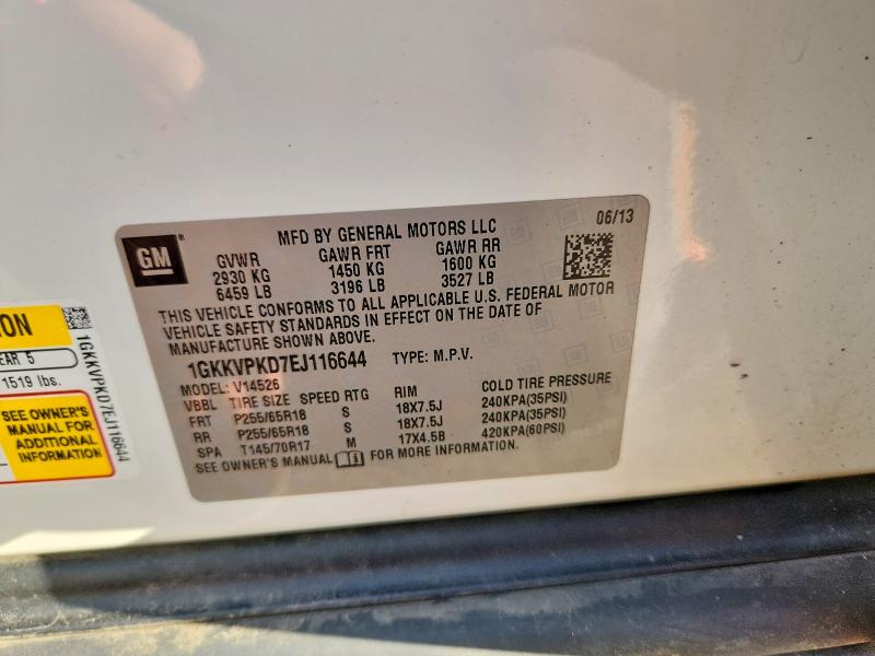 69719856 :رقم المزاد ، 1GKKVPKD7EJ116644 vin ، 2014 Gmc Acadia مزاد بيع