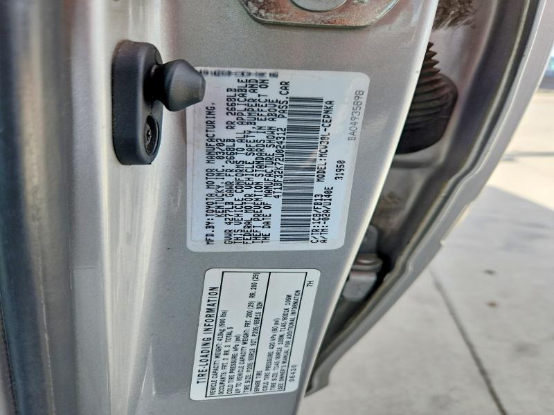67187726 :رقم المزاد ، 4T1BF32K72U024312 vin ، 2002 Toyota Camry مزاد بيع