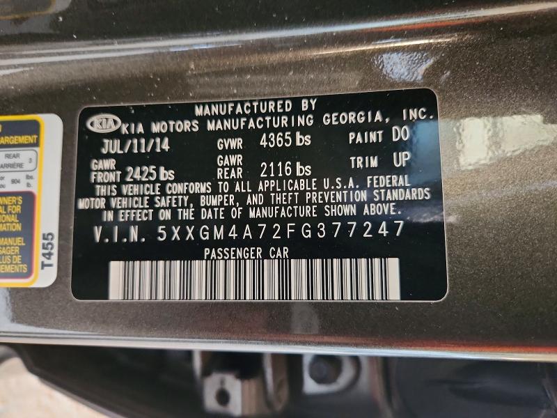 69786956 :رقم المزاد ، 5XXGM4A72FG377247 vin ، 2015 Kia Optima مزاد بيع