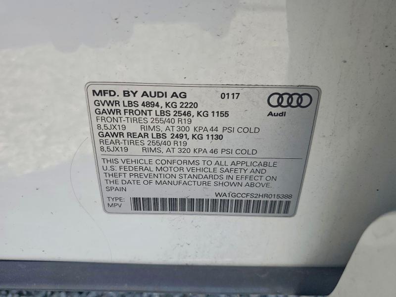 Продажа на аукционе авто 2017 Audi Q3, vin: WA1GCCFS2HR015388, номер лота: 66317826