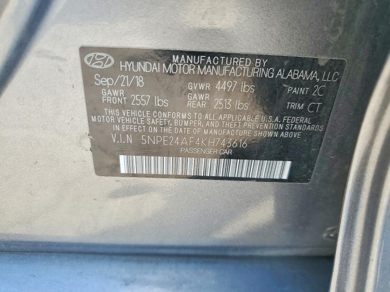 Продажа на аукционе авто 2019 Hyundai Sonata, vin: 5NPE24AF4KH743616, номер лота: 69174896