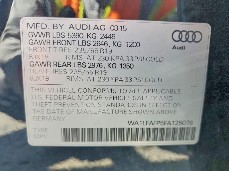 69040306 :رقم المزاد ، WA1LFAFP5FA125076 vin ، 2015 Audi Q5 مزاد بيع