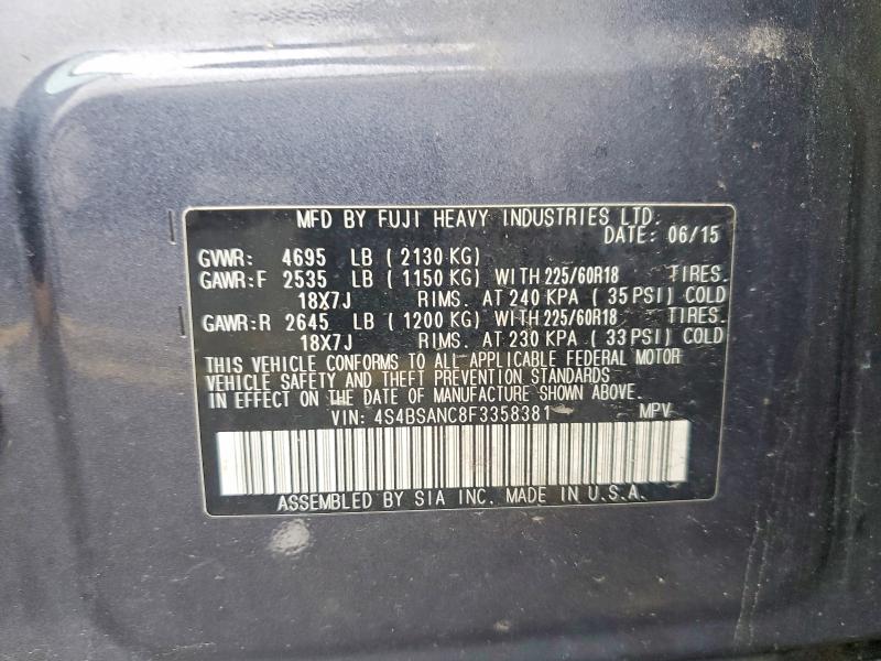 Продажа на аукционе авто 2015 Subaru Outback, vin: 4S4BSANC8F3358381, номер лота: 67357866