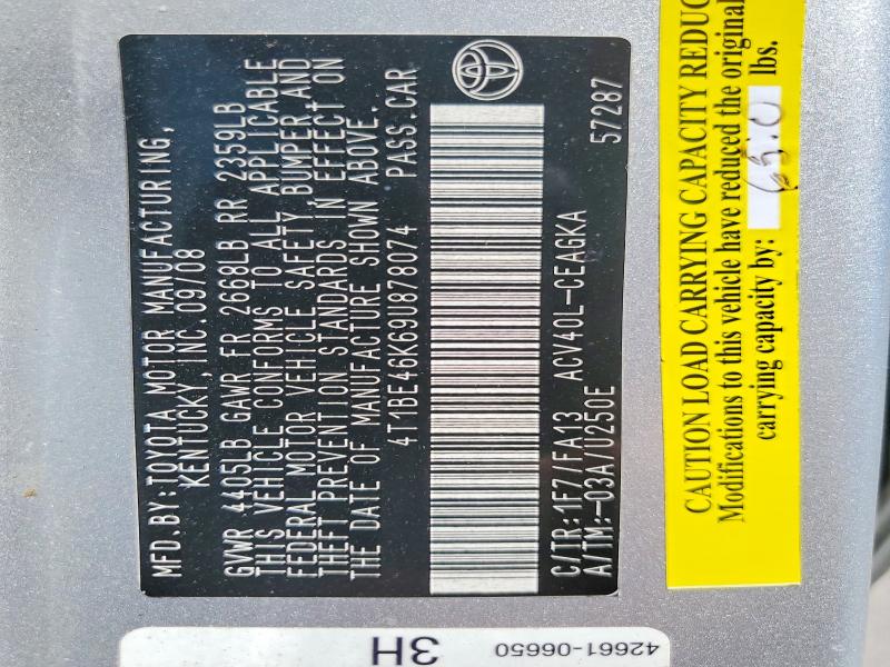 2009 Toyota Camry მანქანა იყიდება აუქციონზე, vin: 4T1BE46K69U878074, აუქციონის ნომერი: 67722906