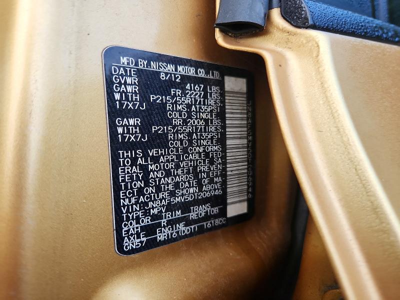68032366 :رقم المزاد ، JN8AF5MV5DT206946 vin ، 2013 Nissan Juke مزاد بيع