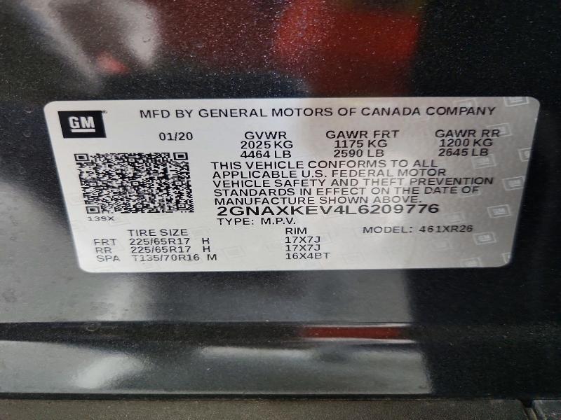 Aukcja sprzedaży 2020 Chevrolet Equinox, vin: 2GNAXKEV4L6209776, numer aukcji: 69441336