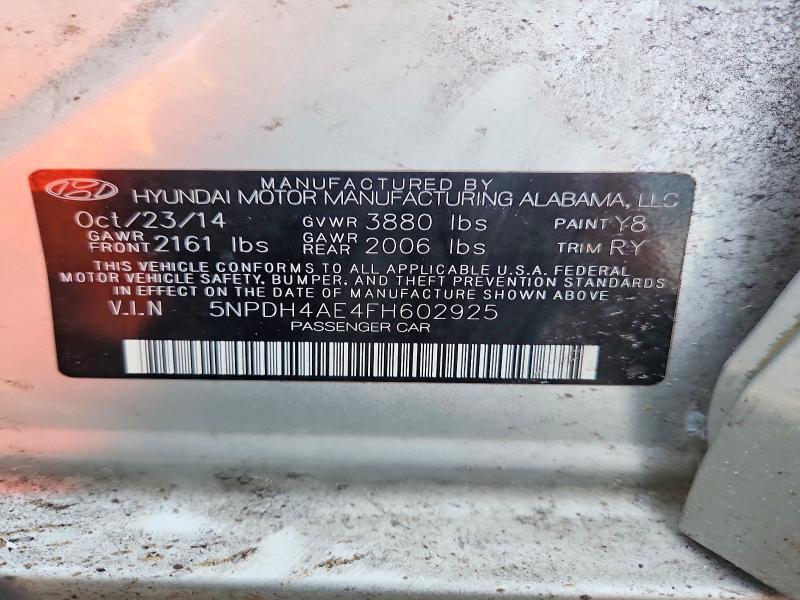 Aukcja sprzedaży 2015 Hyundai Elantra, vin: 5NPDH4AE4FH602925, numer aukcji: 67510206