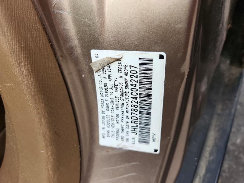 70518966 :رقم المزاد ، JHLRD78824C042207 vin ، 2004 Honda Cr-v مزاد بيع