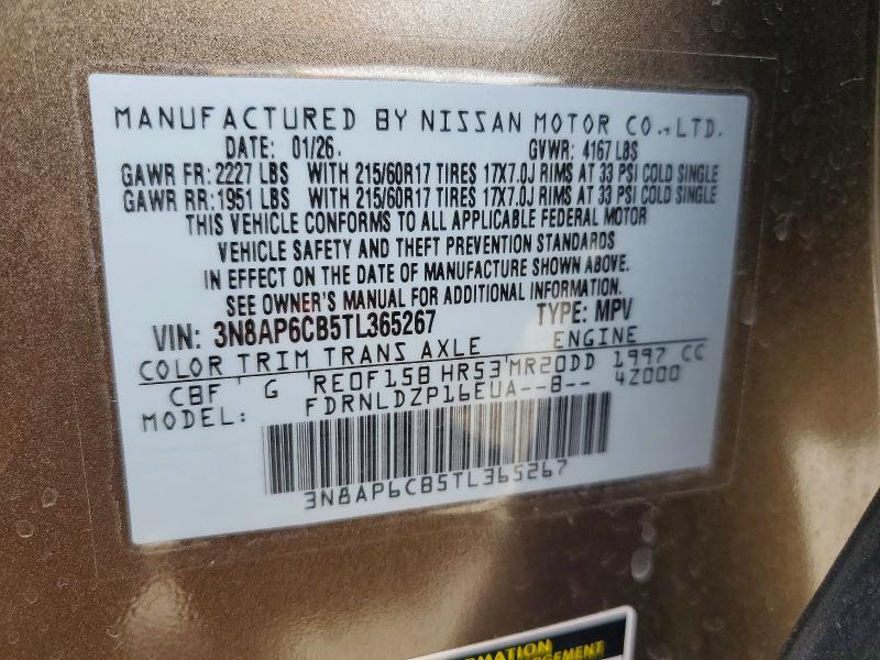 Продажа на аукционе авто 2026 Nissan Kicks, vin: 3N8AP6CB5TL365267, номер лота: 68865456
